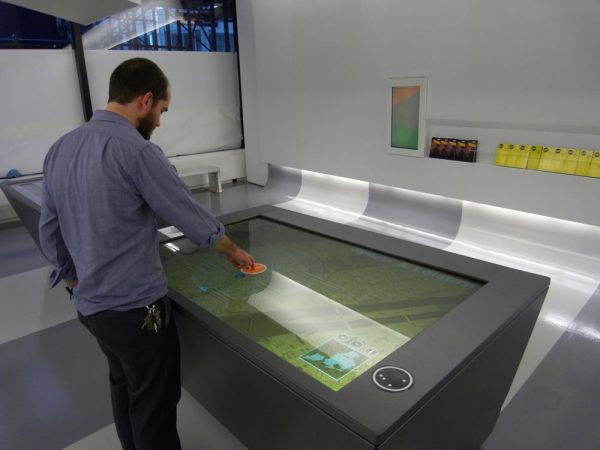 Interactive light table at the New York City Visitor Center.
